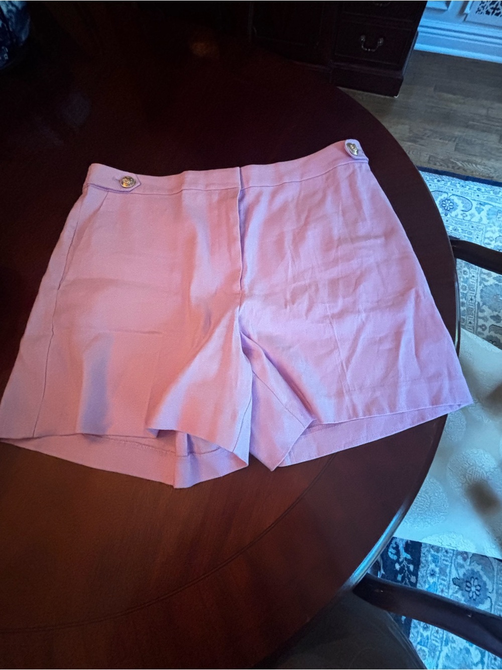 Ann Taylor Light Pink Tailored Bermuda Shorts with Gold Buttons